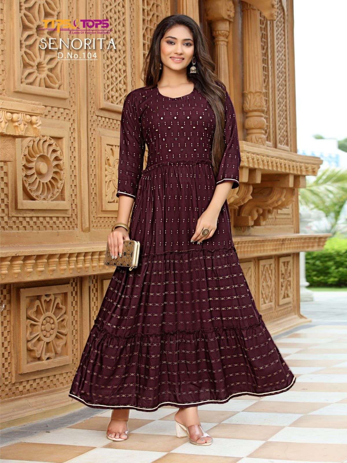 TIPS & TOPS SENORITA ANARKALI REYON PRINTED FLAIR GOWNS NEW CATALOGUE (5)